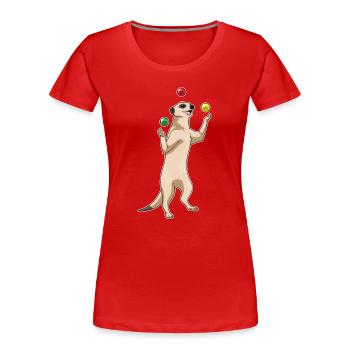 Meerkat juggler juggling - Women's Premium Organic T-Shirt - red - Front - Mia (176cm)