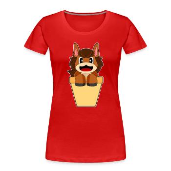 Pferd Eiswaffel - Frauen Premium Bio T-Shirt - Rot - Vorne - Mia (176cm)