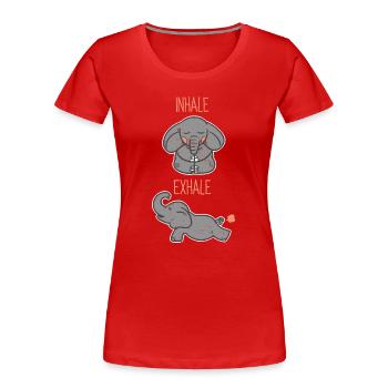 Yoga Elephant - Inhale, Exhale - Women's Premium Organic T-Shirt - red - Front - Mia (176cm)