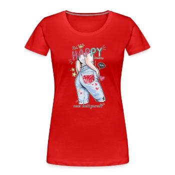 Happy Dreamer Never Doubt Yourself Design - Frauen Premium Bio T-Shirt - Rot - Vorne - Mia (176cm)