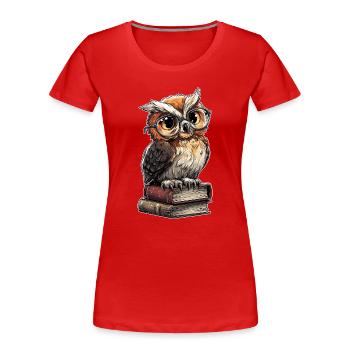 Owl Wise Stack Librarian Humor Buchclub - Frauen Premium Bio T-Shirt - Rot - Vorne - Mia (176cm)