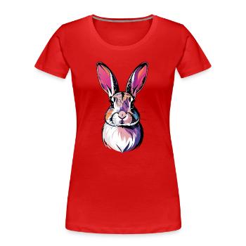 Colorful Rabbit Head Bunny Portrait Pop Art Art - Women's Premium Organic T-Shirt - red - Front - Mia (176cm)