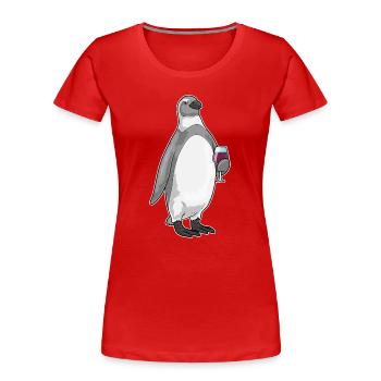Penguin Red Wine - Women's Premium Organic T-Shirt - red - Front - Mia (176cm)