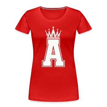 Royal A-Initial logo - Women's Premium Organic T-Shirt - red - Front - Mia (176cm)