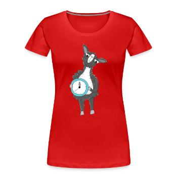 Lama mit Uhr - Frauen Premium Bio T-Shirt - Rot - Vorne - Mia (176cm)