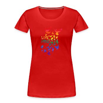 l’amour gagne, sourd, sourd, graffit, arc-en-ciel - T-shirt bio Premium Femme - rouge - Devant - Mia (176cm)