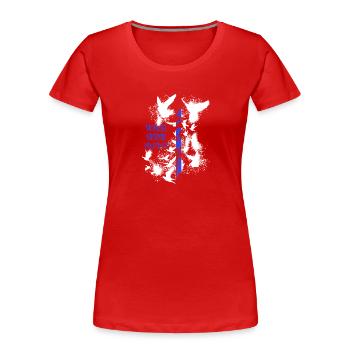 usa,flagge,tauben,friede,amerika,blue line - Frauen Premium Bio T-Shirt - Rot - Vorne - Mia (176cm)