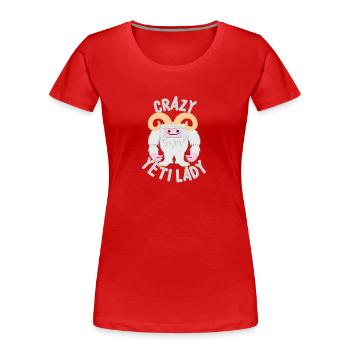 Crazy yeti lady - Women's Premium Organic T-Shirt - red - Front - Mia (176cm)