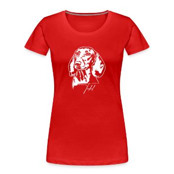 Teckel Portrait Hundeportrait Hunde Wilsigns - Frauen Premium Bio T-Shirt - Rot - Vorne - Mia (176cm)