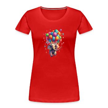 Eléphant volant avec ballons - T-shirt bio Premium Femme - rouge - Devant - Mia (176cm)