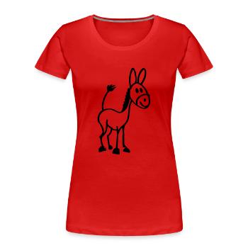 Kleiner Esel - Frauen Premium Bio T-Shirt - Rot - Vorne - Mia (176cm)