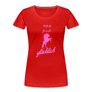 wild cheeky happy - Women's Premium Organic T-Shirt - red - Front - Mia (176cm)