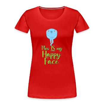 Cartoon face comic cartoon humor smile - Women's Premium Organic T-Shirt - red - Front - Mia (176cm)
