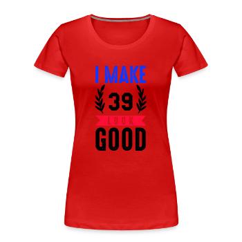 look good 39 - Women's Premium Organic T-Shirt - red - Front - Mia (176cm)
