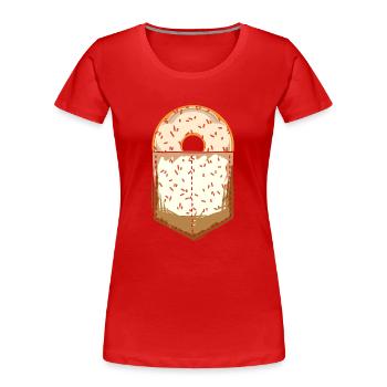 Candy Gift Chest Pocket Sprinkles Beignets - T-shirt bio Premium Femme - rouge - Devant - Mia (176cm)