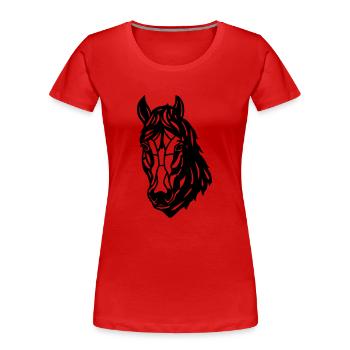 Kopf eines Pferdes im niedrigen Polygonstil - Frauen Premium Bio T-Shirt - Rot - Vorne - Mia (176cm)