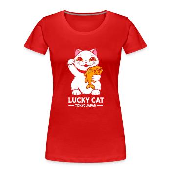 Maneki Neko Japan Lucky Charm - Women's Premium Organic T-Shirt - red - Front - Mia (176cm)