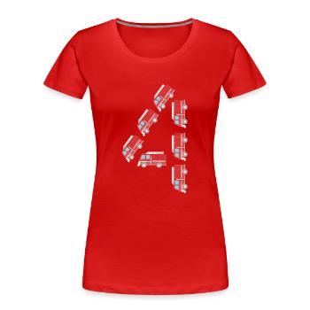 Camion de pompiers Fête d’anniversaire des enfants - T-shirt bio Premium Femme - rouge - Devant - Mia (176cm)