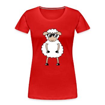 Mouton Lunettes de soleil Fête Mouton Agneau Mignon Cool - T-shirt bio Premium Femme - rouge - Devant - Mia (176cm)