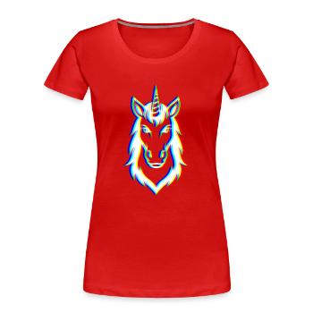 Glitch Einhorn – Magie & Trend - Frauen Premium Bio T-Shirt - Rot - Vorne - Mia (176cm)