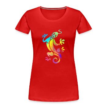Mehrfarbiger Salamander - Frauen Premium Bio T-Shirt - Rot - Vorne - Mia (176cm)