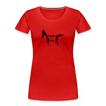 Pferd horse Pony Graffiti Wallart Skizze Zeichnung - Frauen Premium Bio T-Shirt - Rot - Vorne - Mia (176cm)
