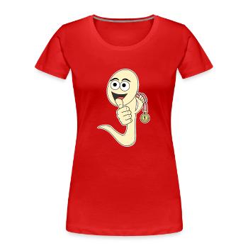 Sieger Sperma lustig Nummer 1 - Frauen Premium Bio T-Shirt - Rot - Vorne - Mia (176cm)