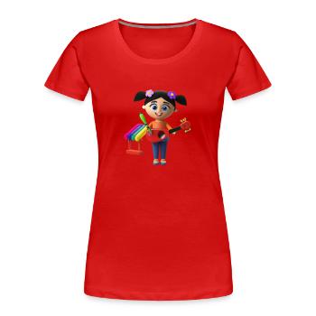 FUNNY 17 - Women's Premium Organic T-Shirt - red - Front - Mia (176cm)