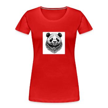 Black and White Panda Engraving - Women's Premium Organic T-Shirt - red - Front - Mia (176cm)