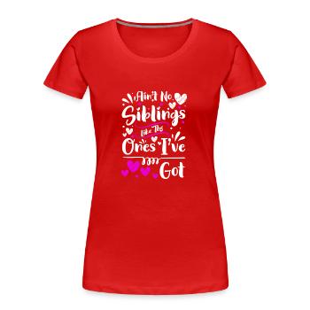Geschwisterliebe Kinder Liebe Zusammenhalt - Frauen Premium Bio T-Shirt - Rot - Vorne - Mia (176cm)