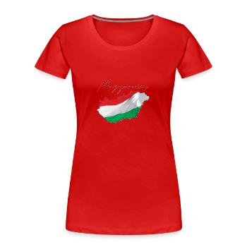 Ungarn Flagge in der Ungarn Landkarte HU - Frauen Premium Bio T-Shirt - Rot - Vorne - Mia (176cm)