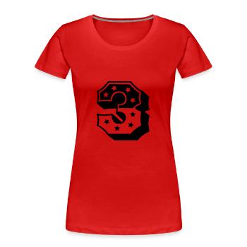Zahl Drei - Frauen Premium Bio T-Shirt - Rot - Vorne - Mia (176cm)
