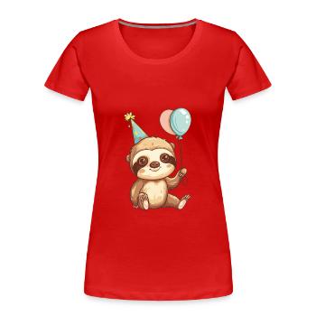 Faultier Geburtstag Baby - Frauen Premium Bio T-Shirt - Rot - Vorne - Mia (176cm)