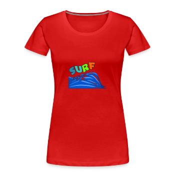 SURFEN. WELLENREITER. WELLENREITER. SPORT. FEIERTAG. REISE. - Frauen Premium Bio T-Shirt - Rot - Vorne - Mia (176cm)