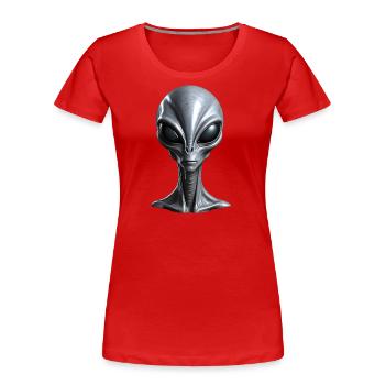 Echter großer grauer außerirdischer Außerirdischer - Frauen Premium Bio T-Shirt - Rot - Vorne - Mia (176cm)