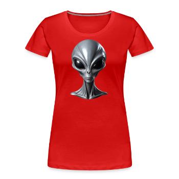 Echter außerirdischer grauer Außerirdischer - Frauen Premium Bio T-Shirt - Rot - Vorne - Mia (176cm)
