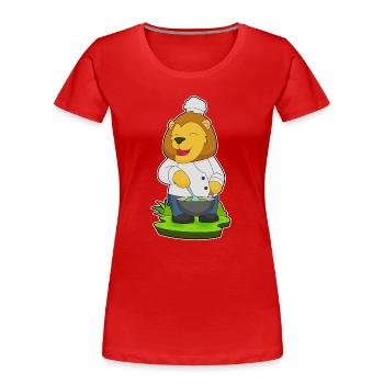 Cuisson dans un bol de cuisson Lion - T-shirt bio Premium Femme - rouge - Devant - Mia (176cm)