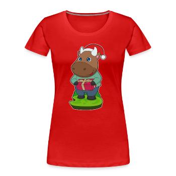 Forfait Noël Taureau - T-shirt bio Premium Femme - rouge - Devant - Mia (176cm)