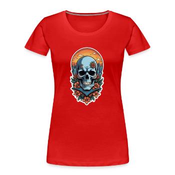 Bones and Botany skull - Women's Premium Organic T-Shirt - red - Front - Mia (176cm)