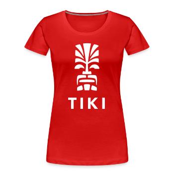 Tiki Design Polynesischer Kopf Lebendig - Frauen Premium Bio T-Shirt - Rot - Vorne - Mia (176cm)