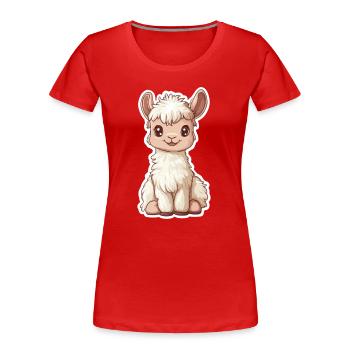 Llama Alpaca Llama Animal Gift - Women's Premium Organic T-Shirt - red - Front - Mia (176cm)