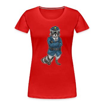 Waschbär Polizist Sonnenbrille Polizei - Frauen Premium Bio T-Shirt - Rot - Vorne - Mia (176cm)