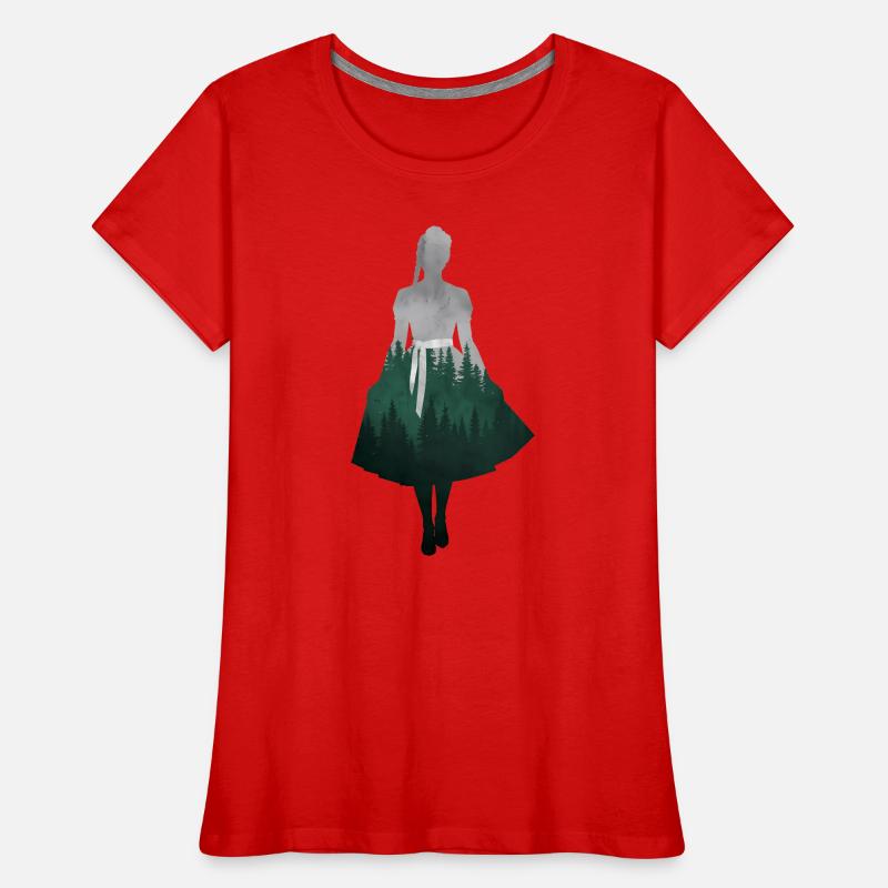 Dirndl Silhouette with Forest – Alpine Style Elegant Women's Premium Organic T-Shirt