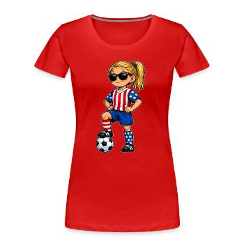 Soccer Girls USA America Fan American - Women's Premium Organic T-Shirt - red - Front - Mia (176cm)