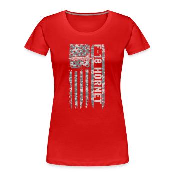 F-18 Hornet American Flag Military Camouflage F1 - Women's Premium Organic T-Shirt - red - Front - Mia (176cm)