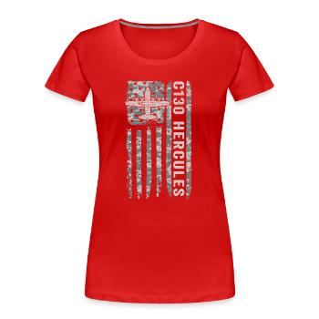 Camouflage militaire du drapeau américain du Hercule C130 - T-shirt bio Premium Femme - rouge - Devant - Mia (176cm)