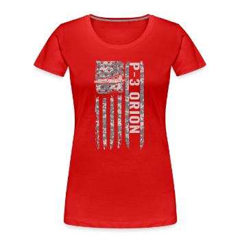 P-3 Orion, drapeau américain, vol de camouflage militaire - T-shirt bio Premium Femme - rouge - Devant - Mia (176cm)