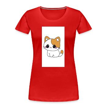Chaton kawaï  - T-shirt bio Premium Femme - rouge - Devant - Mia (176cm)