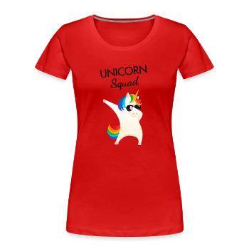 Einhorn-Squad - Frauen Premium Bio T-Shirt - Rot - Vorne - Mia (176cm)