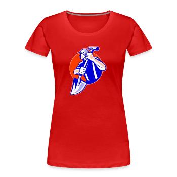 Arbeiter - Frauen Premium Bio T-Shirt - Rot - Vorne - Mia (176cm)